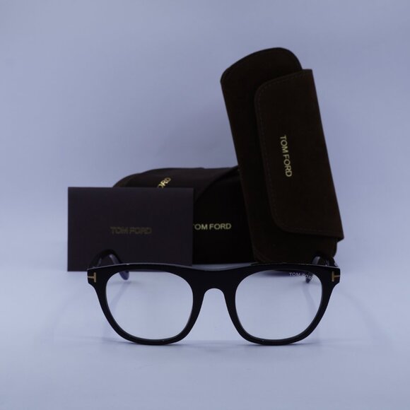 Tom Ford FT5895-B 001 Eyeglasses Black with Clip-On 51mm Square Frame - Picture 3 of 10